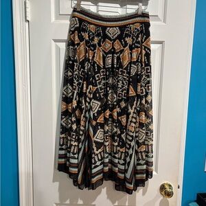 JohnPaulRichard mesh midi Aztec print skirt sz M